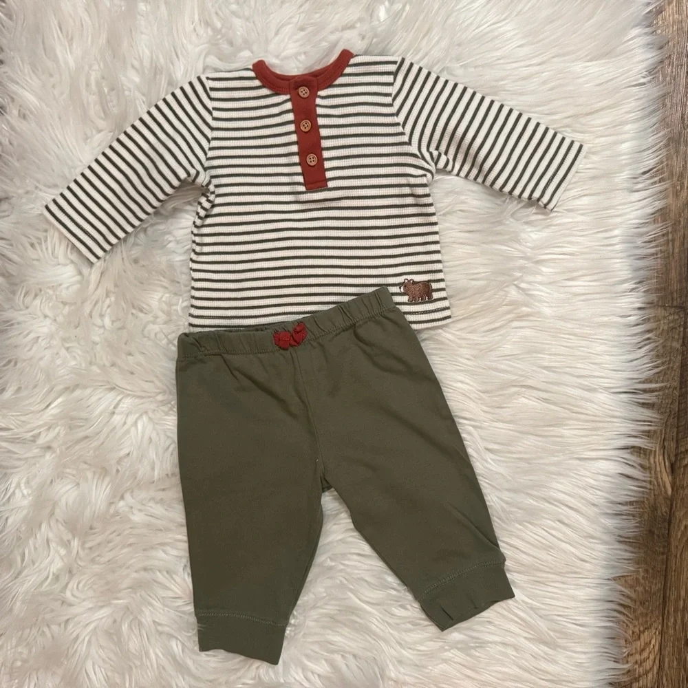 Little Me Baby Boy 6M 2 Piece Bear Outfit Set